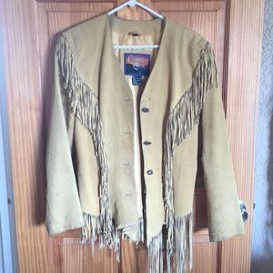 Leather fringe jacket